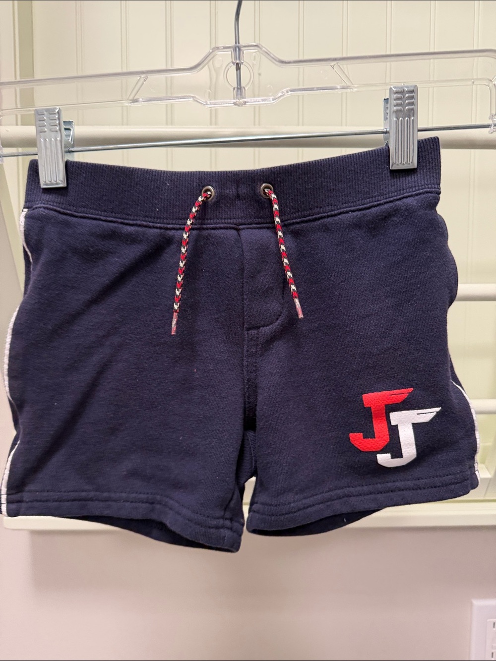 Janie and Jack Navy Shorts with Red & White Logo